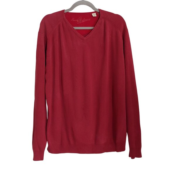 Tommy Bahama Silk Blend V-Neck Pullover Sweater Burgundy Classic Preppy XL - Picture 1 of 11